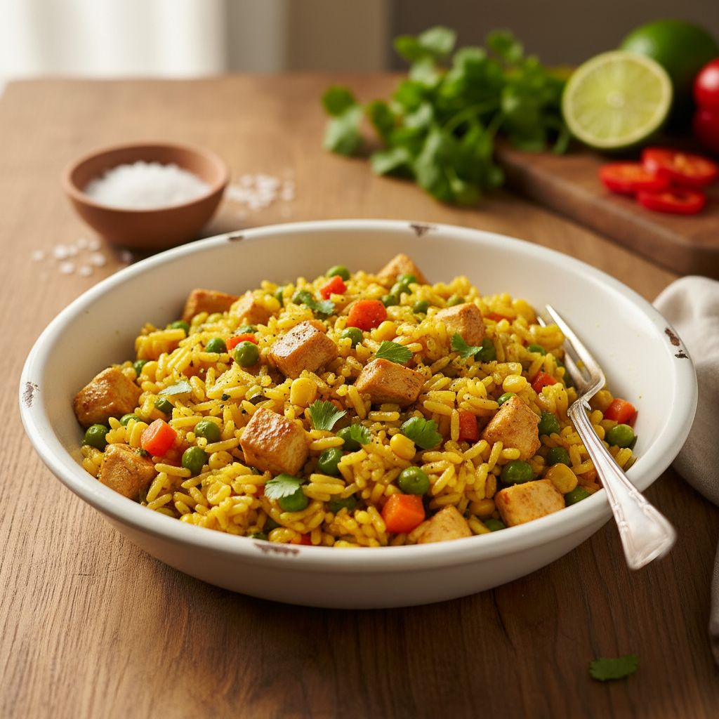 Retsept: maitsev riis kana ja köögiviljadega 20 minutiga