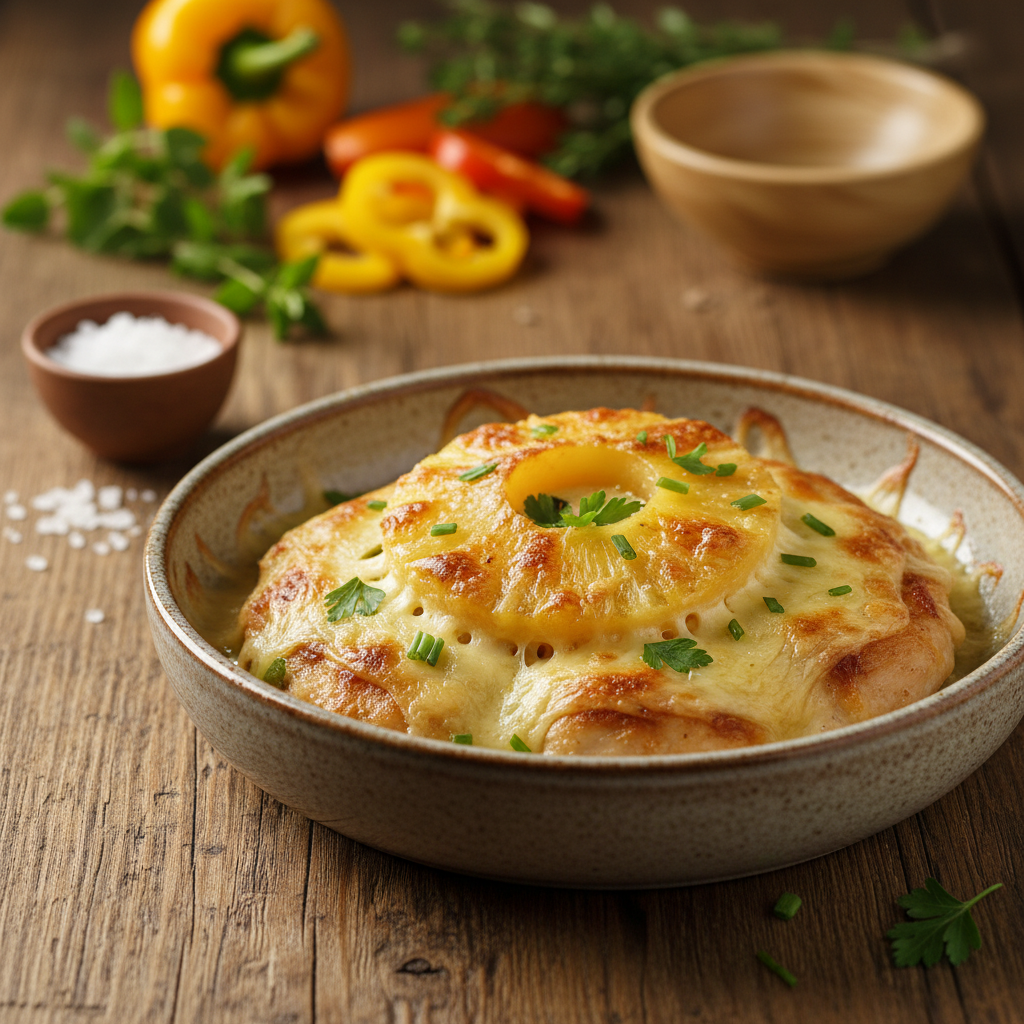 Kiire ja mahlane: kanafilee ananassi ja juustuga