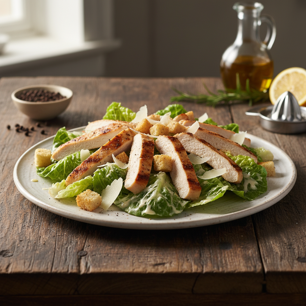 Klassikaline Caesari salat kanaga: lihtne ja kiire retsept
