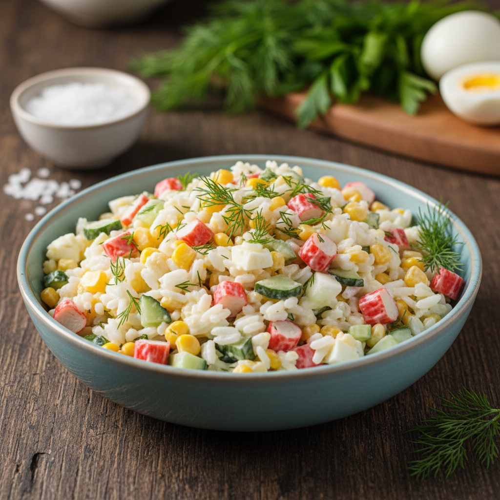 Klassikaline riisi-makrasalat: nostalgiline ja mahlane retsept